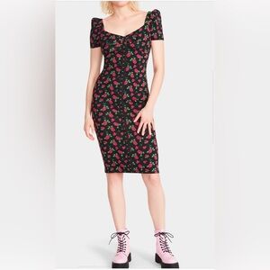 Betsey Johnson Black and Pink Floral Dress
